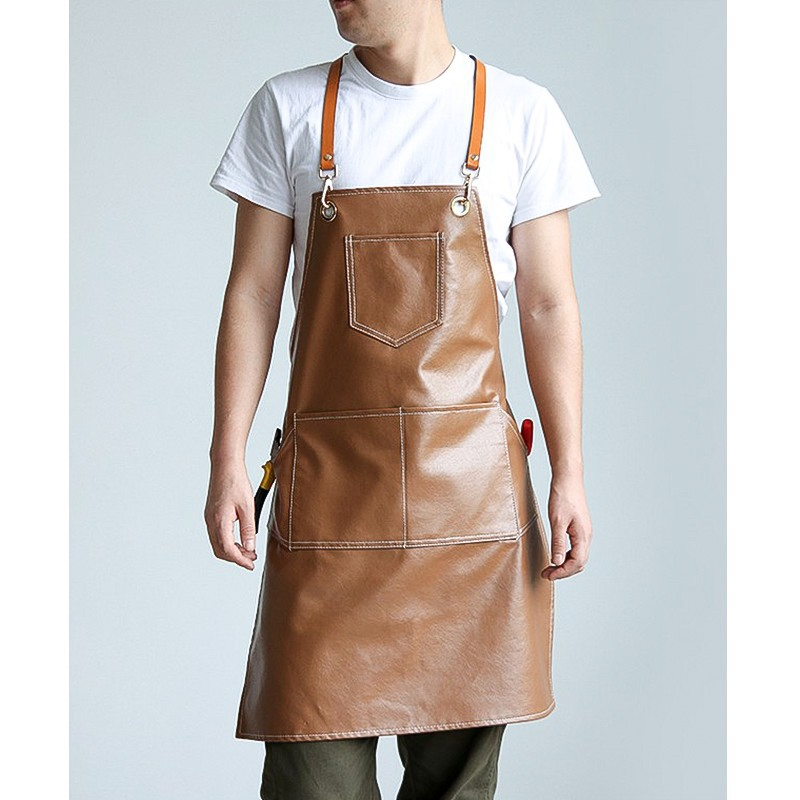 Custom Logo New Design High Quality Durable Leather BBQ Apron Work Tool Apron