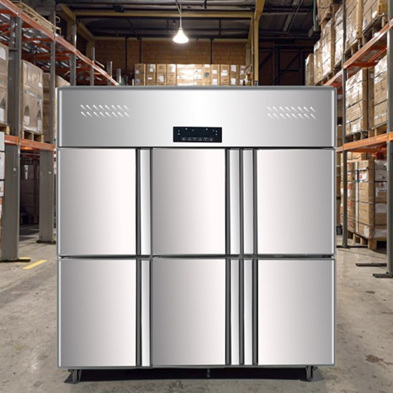 Large-Capacity Commercial Cold Freezer Six-Door Stainless Steel Kitchen Freezer