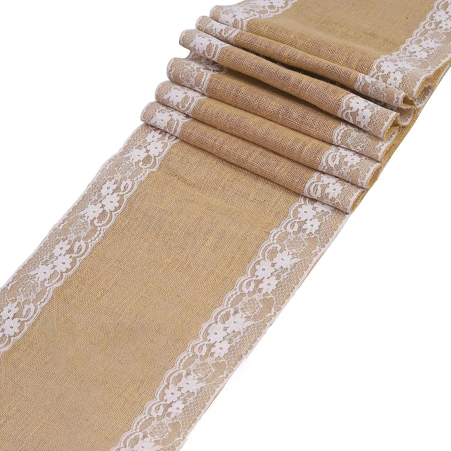 12 Inch Lace Burlap Table Runner Jute Table Cover