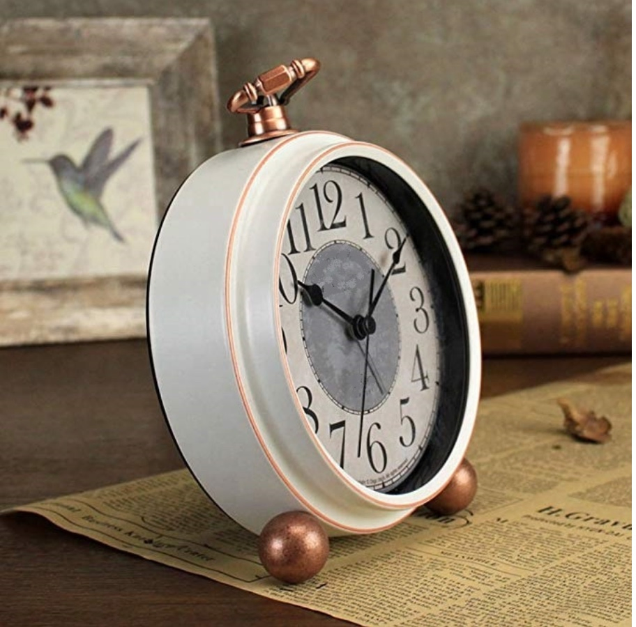 Silent Desk Clocks Mantel Small Decorative Vintage Quartz Analog Clock