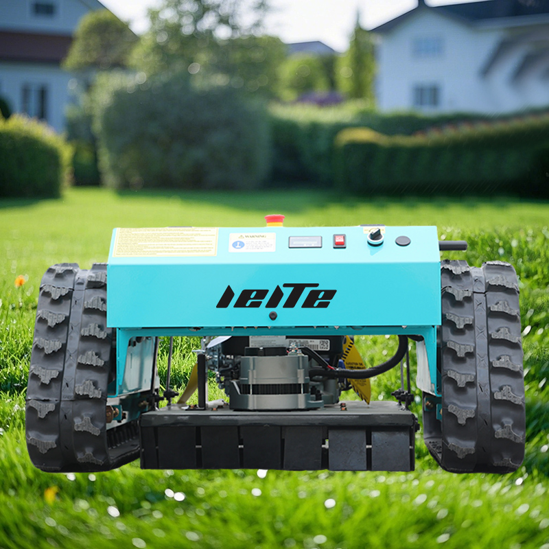 Робот-газонокосилка с дистанционным управлением и гусеницами