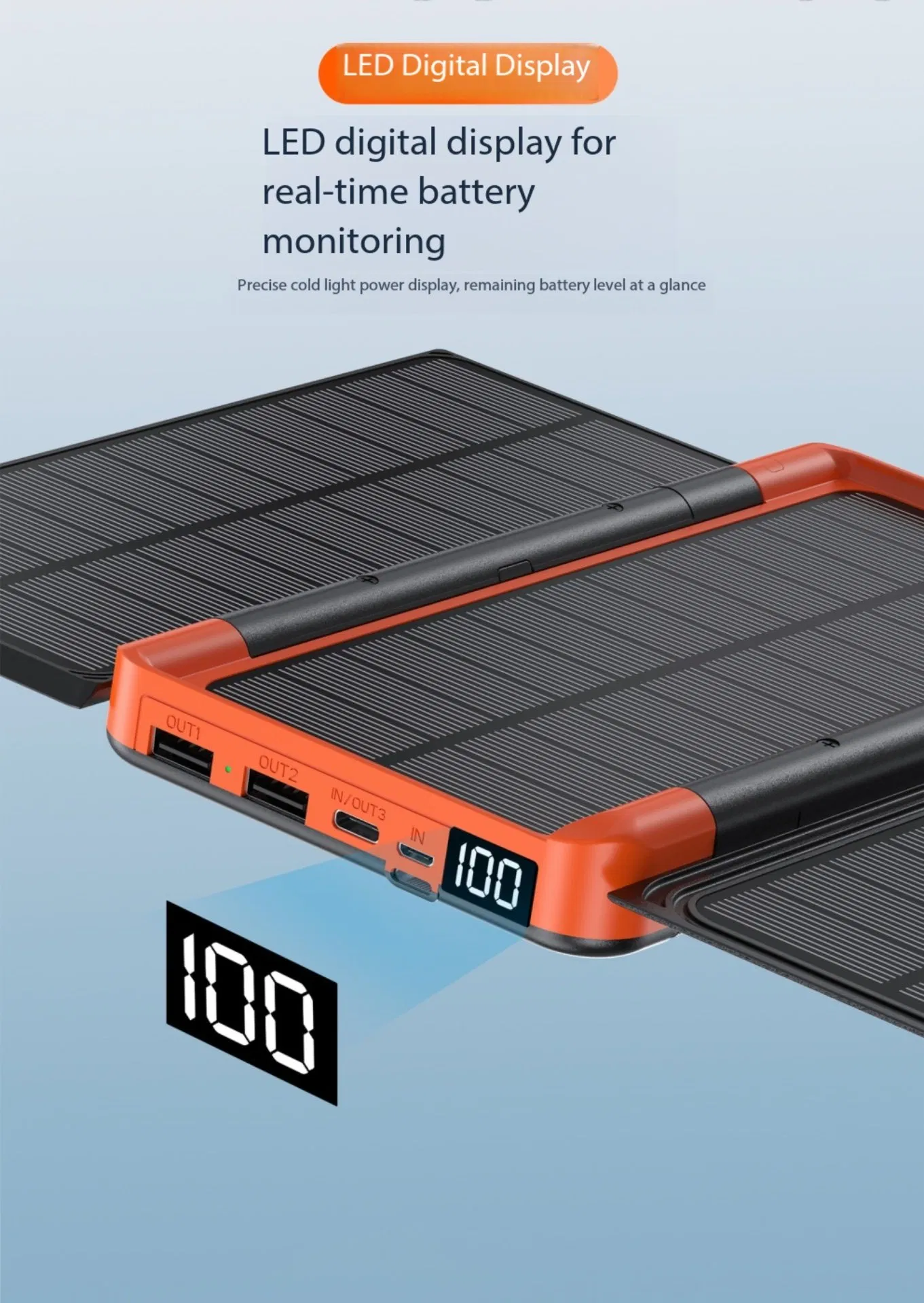 Outdoor Folding Solar Panel Wireless Power Bank 20000mAh Ultra Large Capacity Portable Power Bank