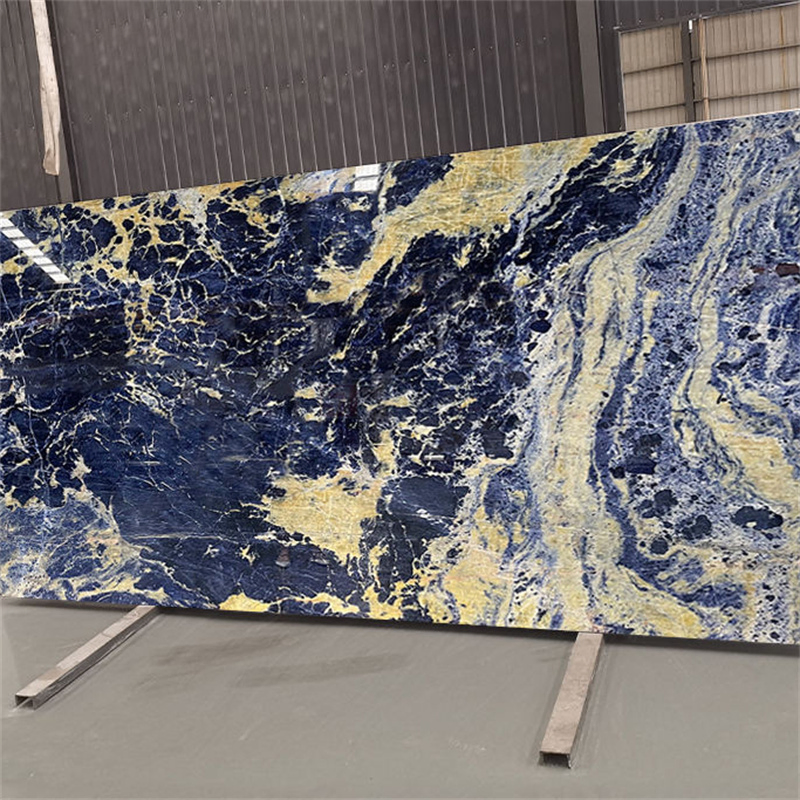 Newstar Luxury Stone Natural Blue Sodalite Quartzite Blue Marble Slab Wall Decoration Quartz Slab