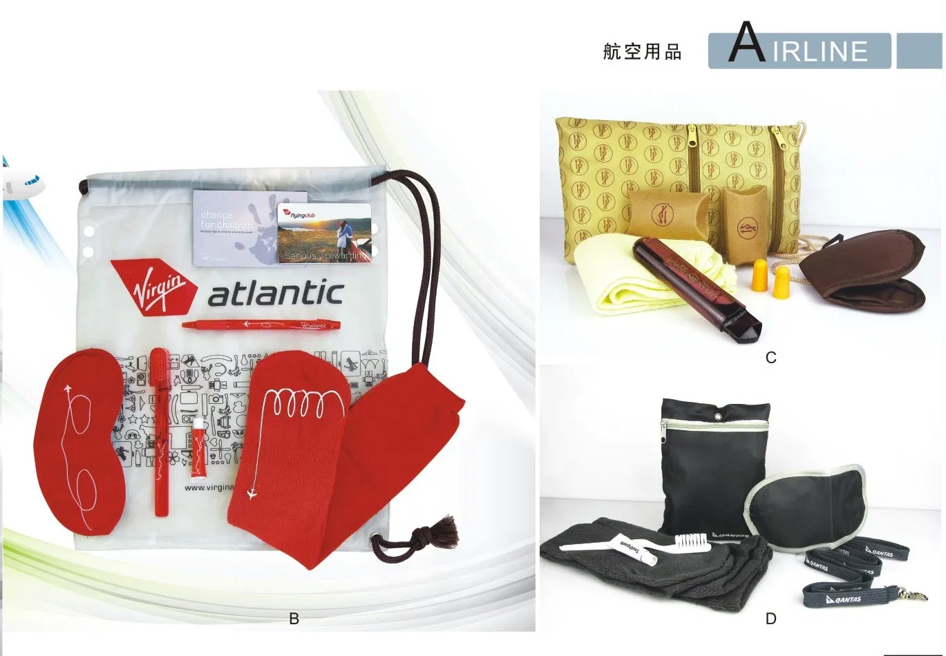 Personal Care Customized Complete Set Fly Airline Amenity Kit with Plane Travel Set Dental Kit