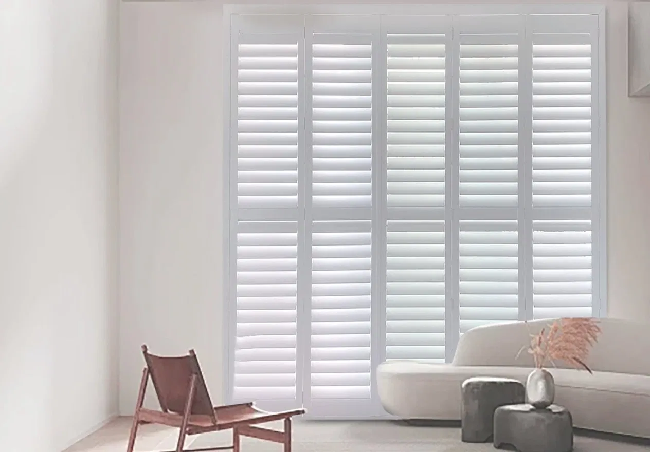 Wooden PVC Plantation Shutter for Outdoor Hotel Residential Entry Use Painted Louver