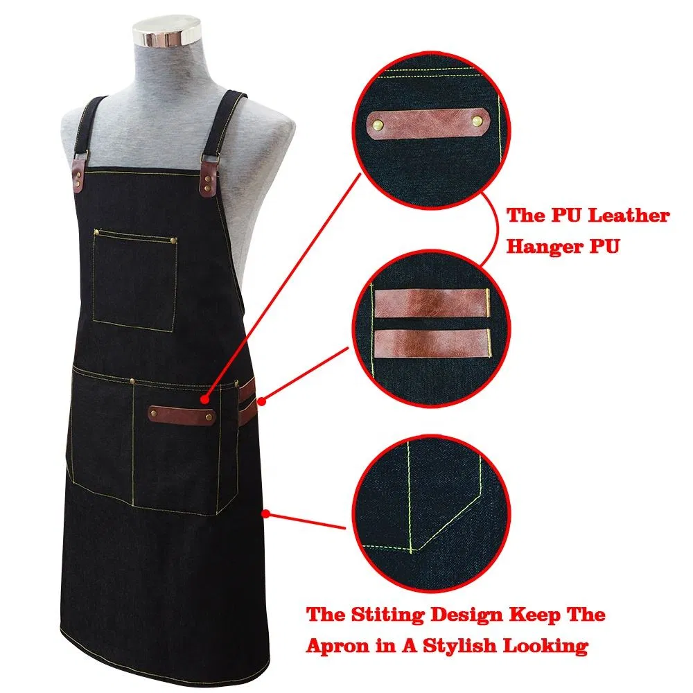Heavy Duty Jeans Apron Work Apron for Men Kitchen Aprons with Tool Pockets