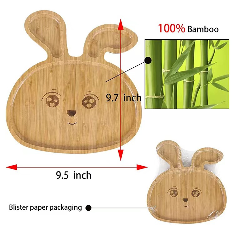 Hot Selling Bamboo Children Plate Baby Platter Cute Serving Tray Wooden Plate