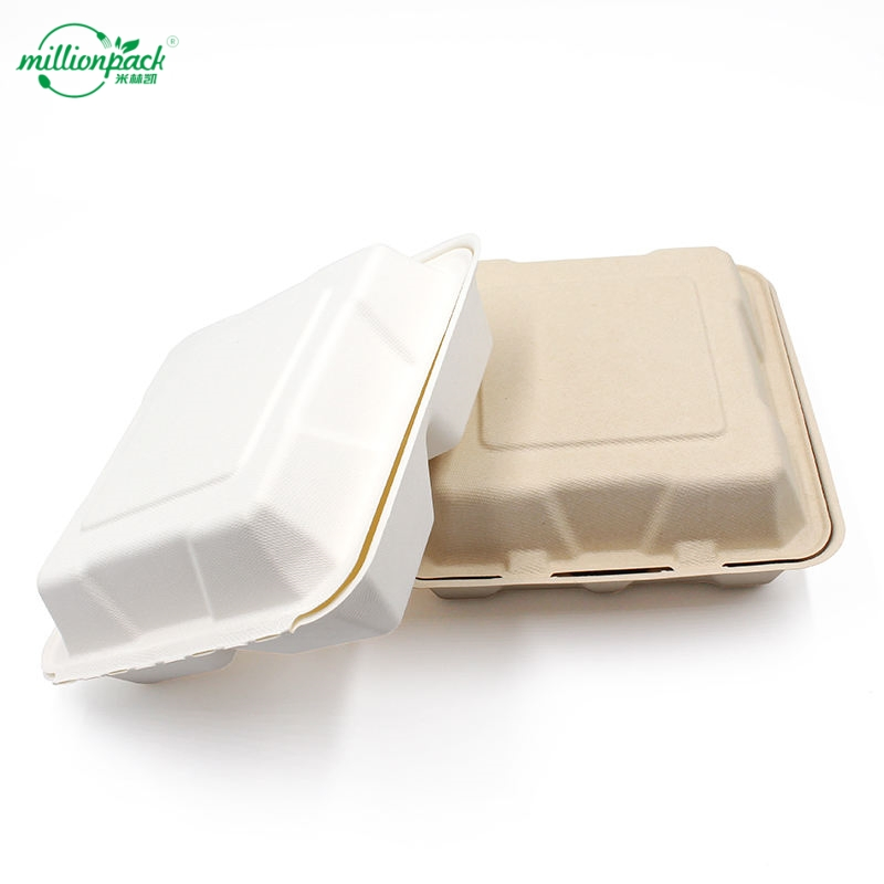 Bulk Odor-Blocking Bagasse Eco-Friendly Square Box for School Lunches