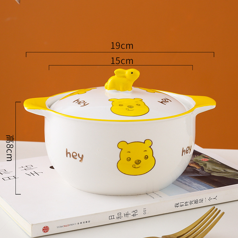 New High Appearance Level Cute Ceramic Cartoon Bowl Casserole with Cover