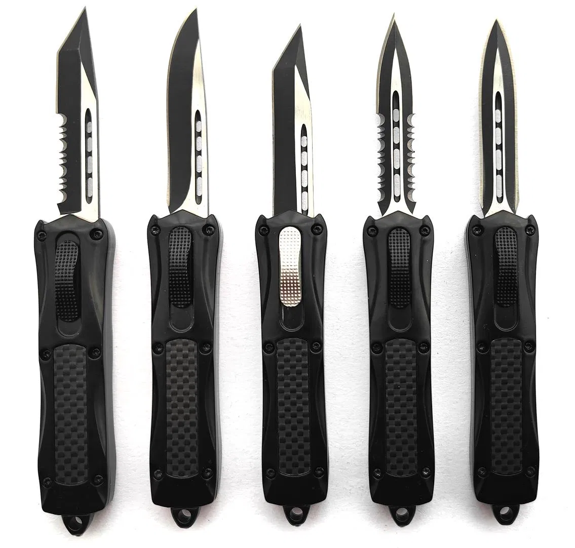 Factory Price Carbon Fiber Handle Hunting Sliding Large Self Defense Otf Auto Wholesale Automatic Knife