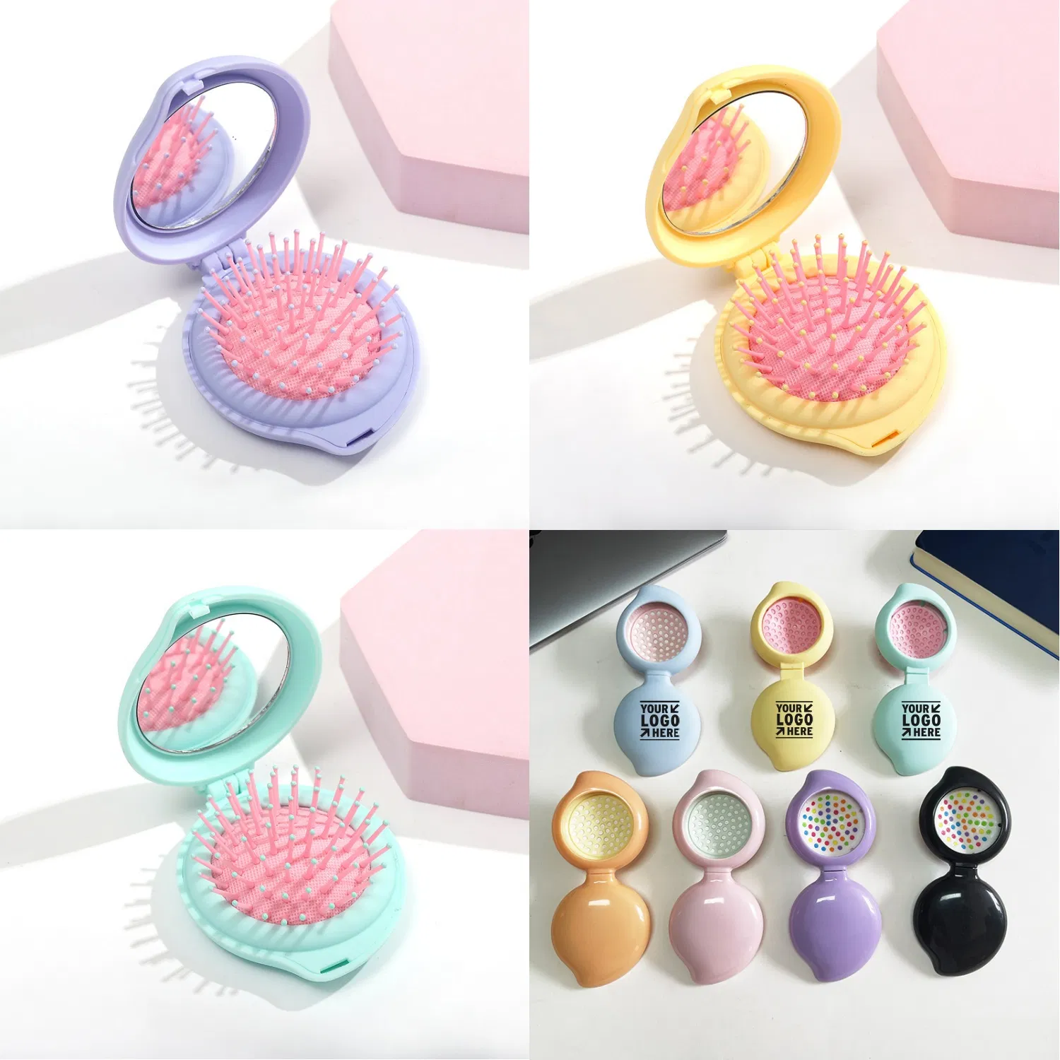 Peach-Shaped Folding Hairbrush