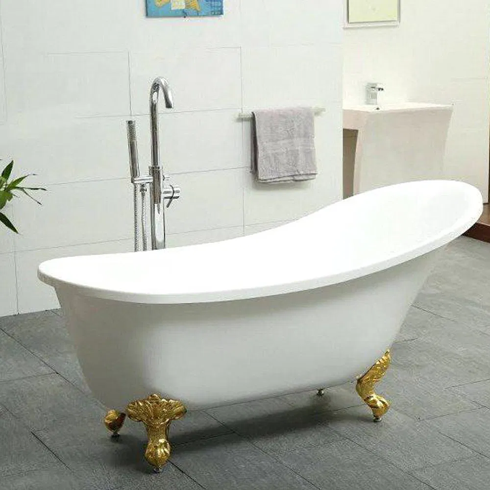 Popular Hot Sale Soaking Pure White Acrylic Bathtub for Adults