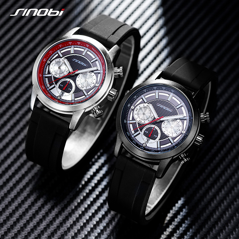 Sinobi S9865g Fashion Causal Men's Stainless Steel Band Design-Forward Multi-Fucntional Quartz Watch