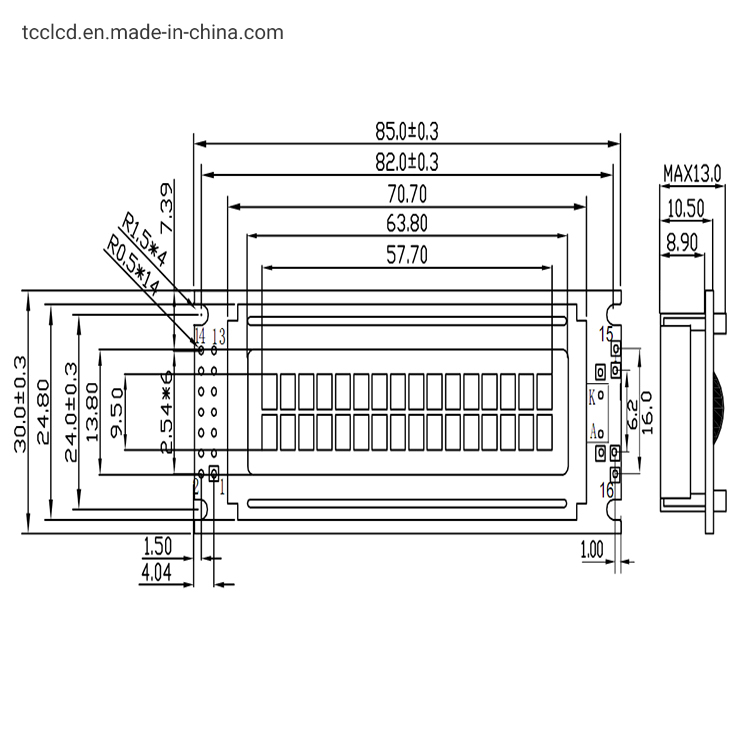 LCD модуль 16x2 желто-зеленый 1602