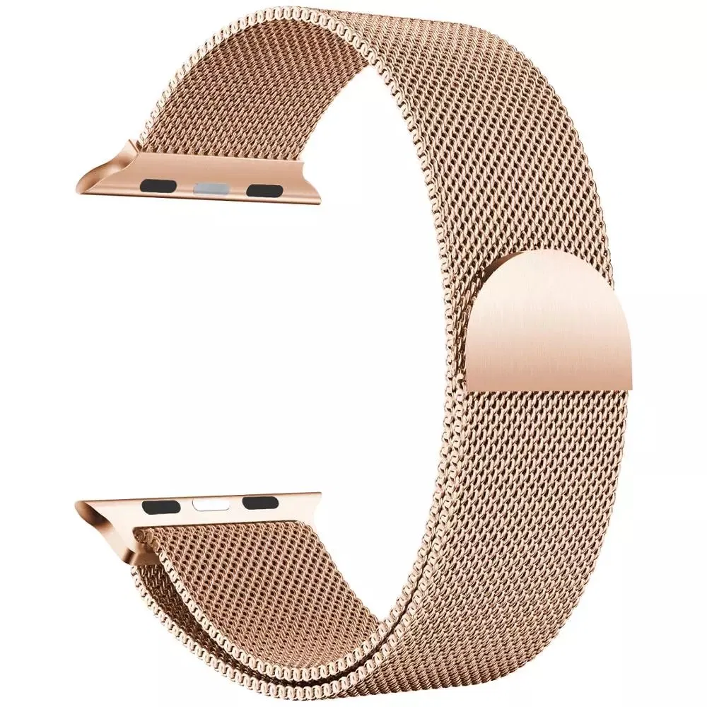 Color Strap Metal Loop Stainless Steel Watch Band Magnetic Buckle Strap Watch Band for Apple Watch iWatch Series Se 7 6 5 4 3 2 1