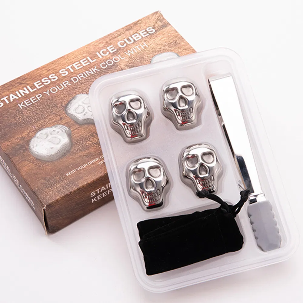 304 Stainless Steel Creative Skull Metal Ice Cubes Whiskey Ice Wine Stone for Glendower Glendronach Glendullan