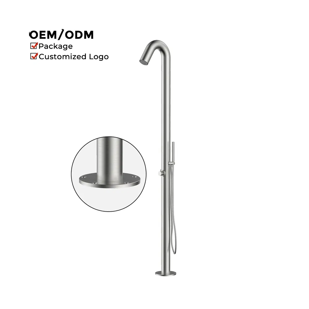 Premium Outdoor Shower with Stylish Brushed Stainless Steel Design