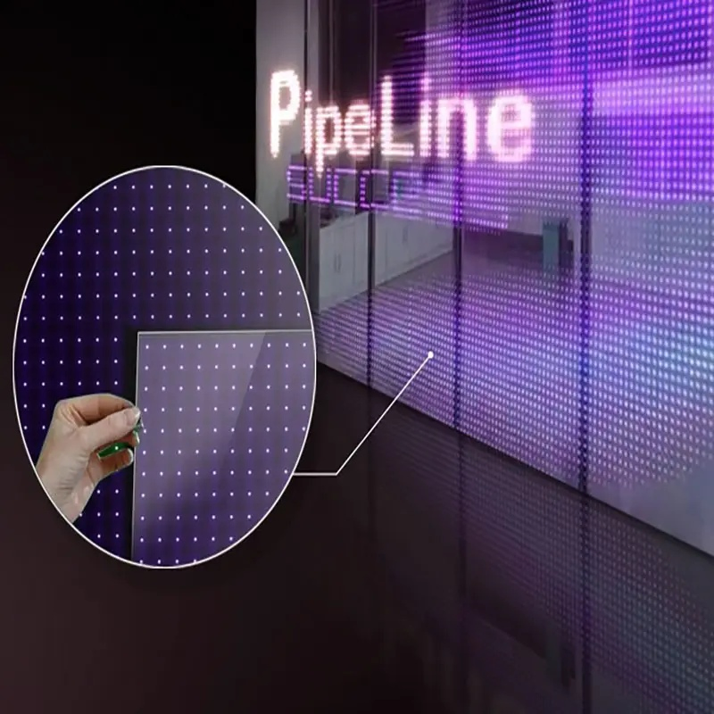 Flexible LED Film out Door Soft Transparent Film LED for Window LED Digital Signage Curtain film LED P6/6.25/8/10 Flexible LED