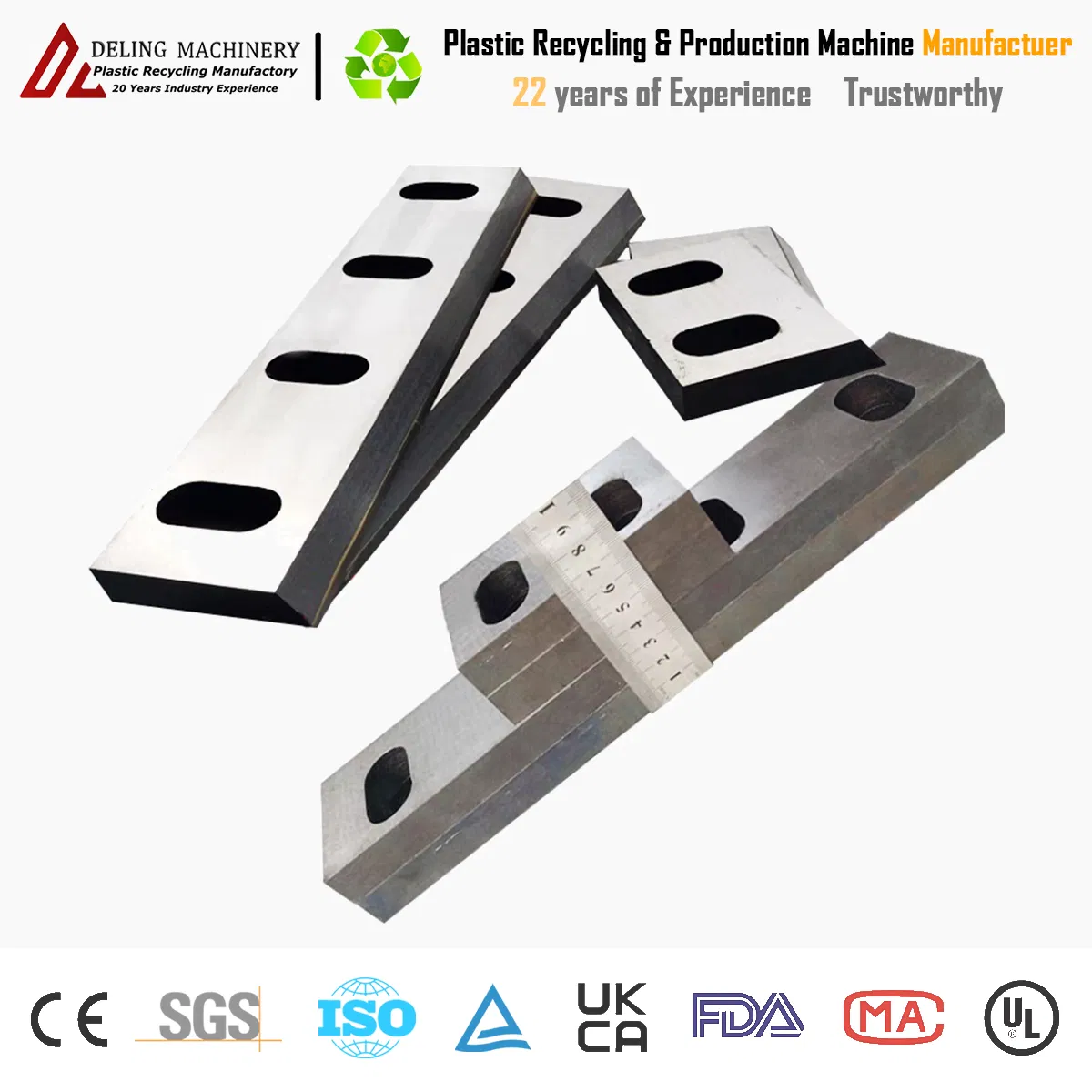 Advanced New H13 9crsi SKD11 D2 DC53 Material High-Speed Steel Industrial Knife for Plastic Wood Rubber Metal Shredder Crusher Machine Blade
