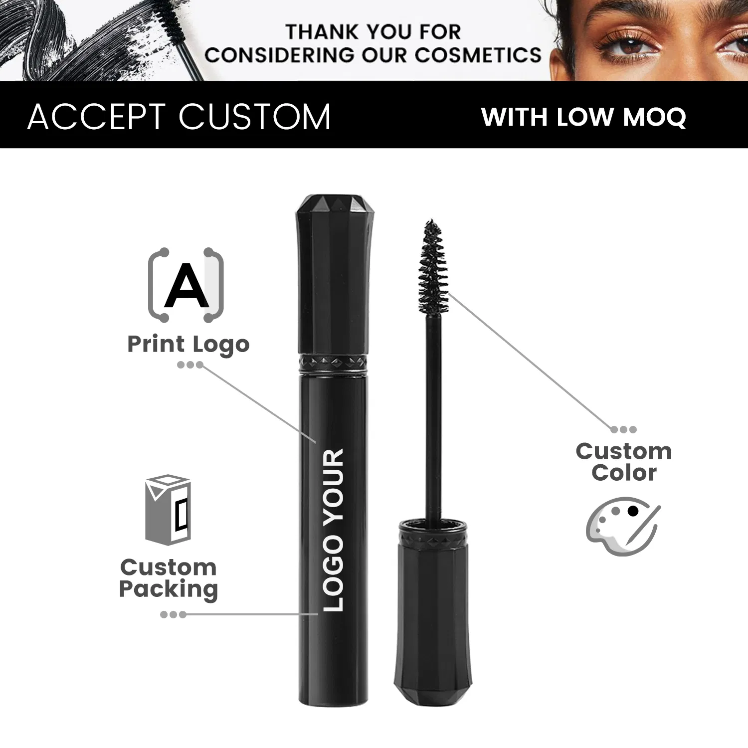 OEM Factory Price Waterproof Long Lasting Private Label Mascara Beauty Free Sample