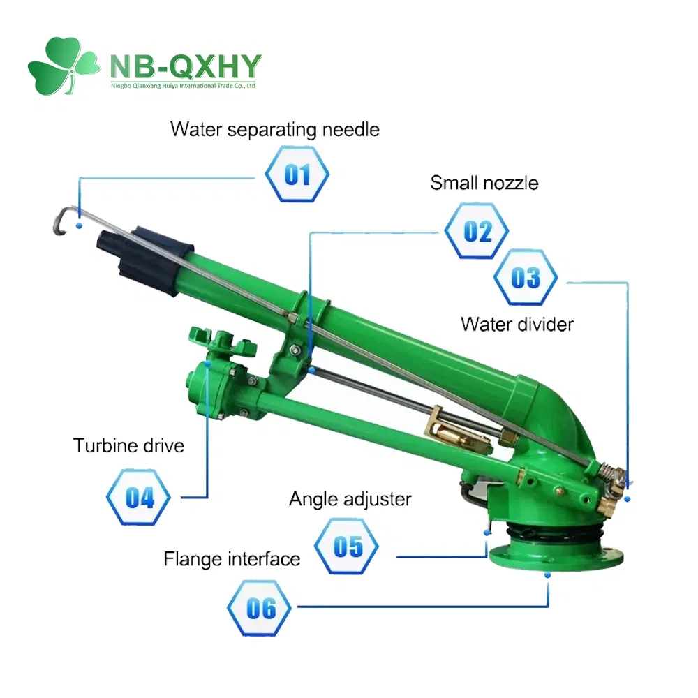 High Pressure Garden Agriculture Farmland Irrigation Long Distance Automatic 360 Degree Rotary Stainless Steel Metal Plastic Big Water Spray Rain Gun Sprinkler