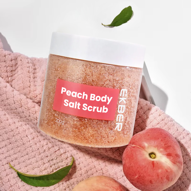 Customize Logo Lightening Exfoliation Remove Dead Skin Peach Body Scrub Salt