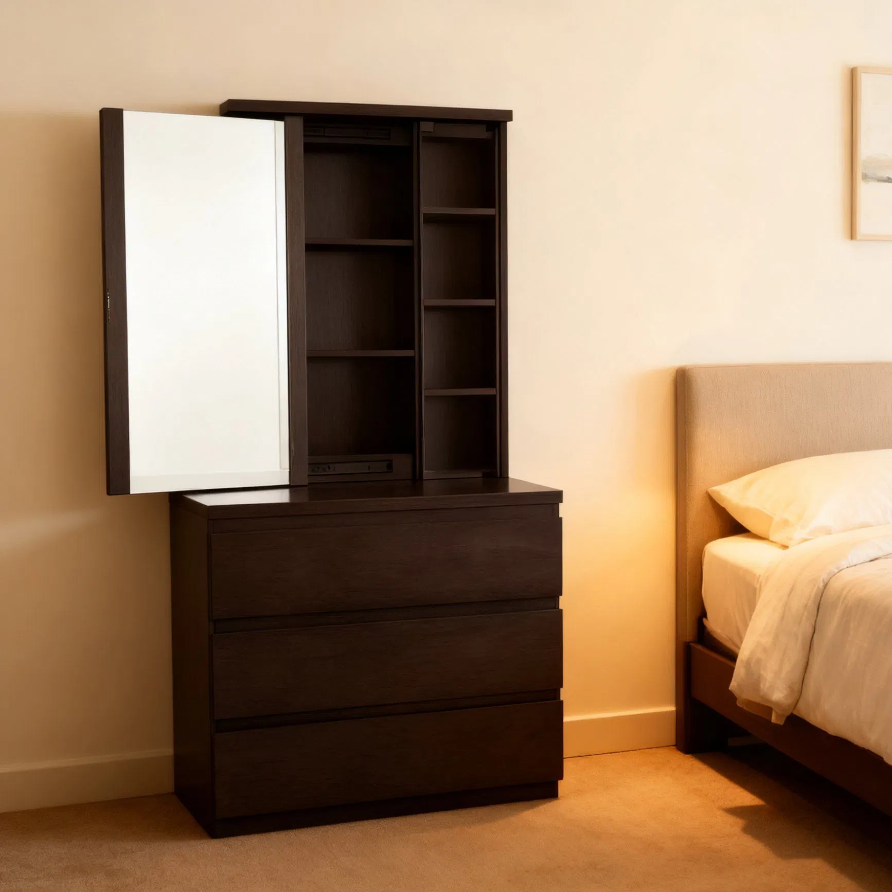 Factory Customization High Quality Full-Length Mirror & Dressing Table with Sliding Mirror