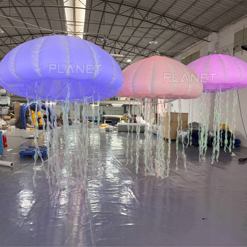 Colorful Lighting Giant 2m Inflatable Jellyfish Balloon for Party Decoration