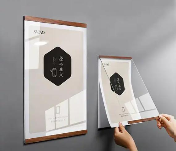 Vintage European Rectangular Decoration A4 Customized Magnetic Art Picture Frame Sign Holder