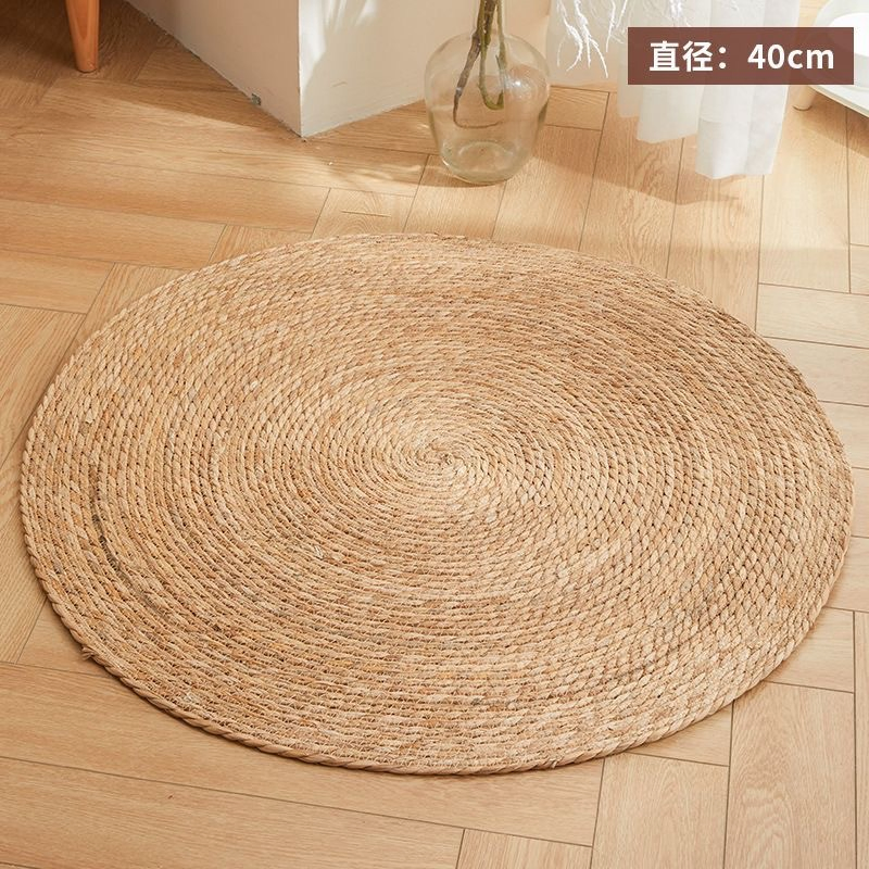 Natural Reed Handmade Cool Decoration Rug Japanese Style Round Shaped Reed Tatami Mat