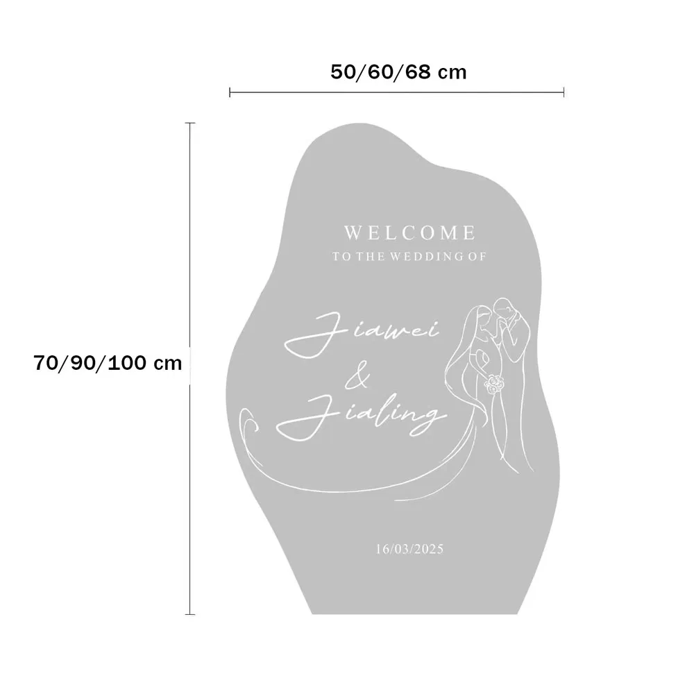 Custom Mirror Acrylic Welcome Sign 1.8mm Thick Personalized Wedding or Event Welcome Board