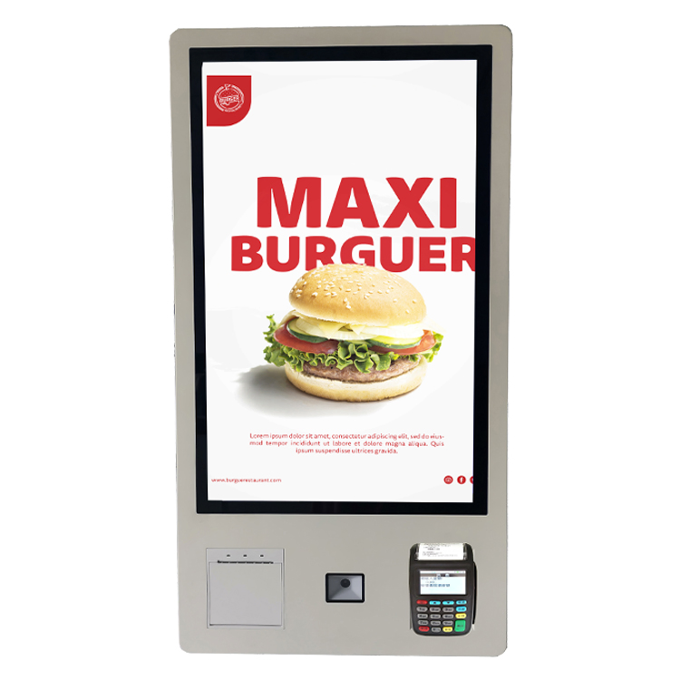 Wall Mount 27 32 Inch Cashless Selfcheckout Kiosk Android Interactive Touch Screen Selfcheckout Kiosk for Supermarket