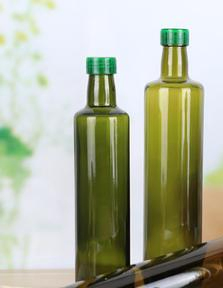 Square Olive Glass Bottle for Kitchen