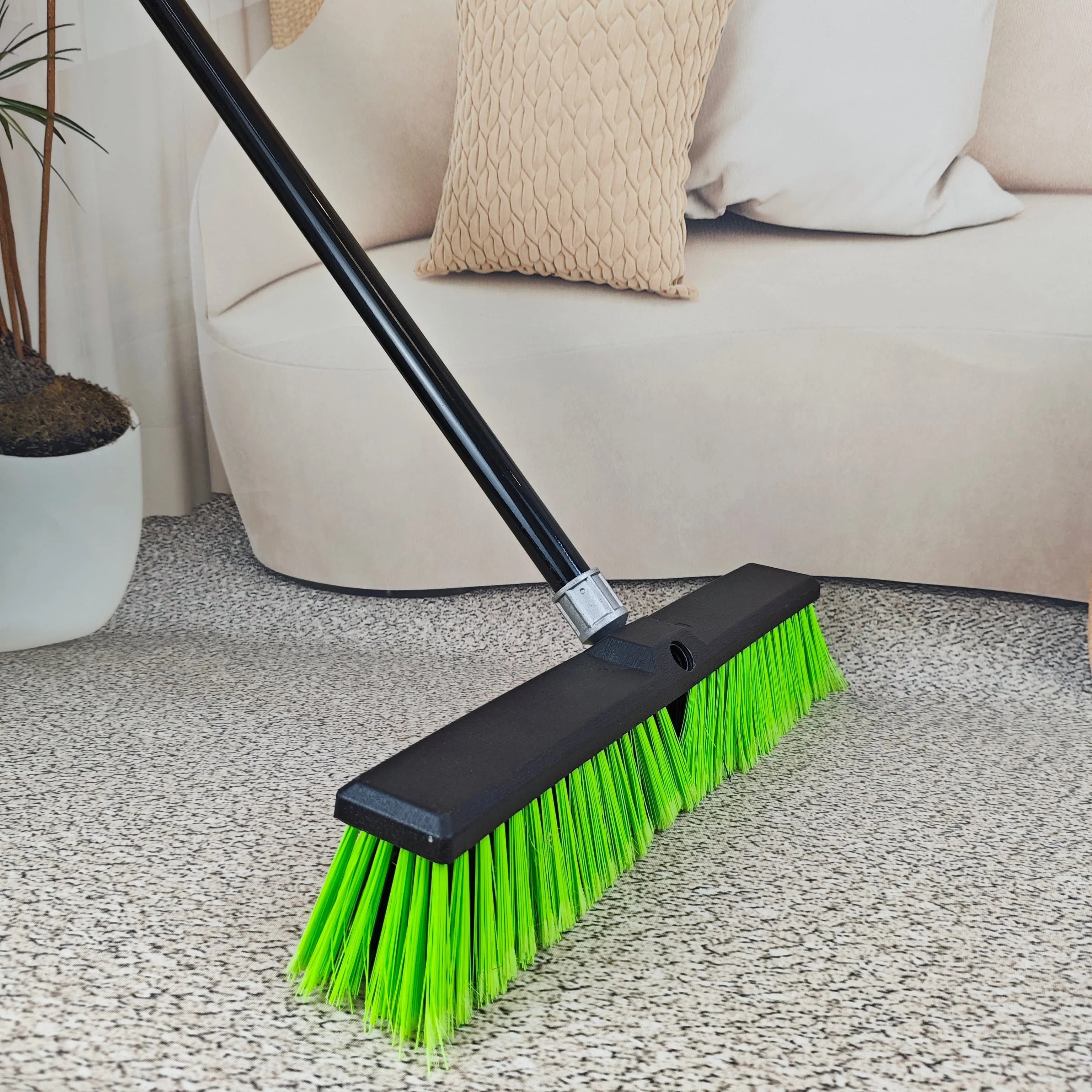 24/18 Inch Push Hard Bristle Large Push Broom Commercial Floor Scrub Floor Cleaning Brush