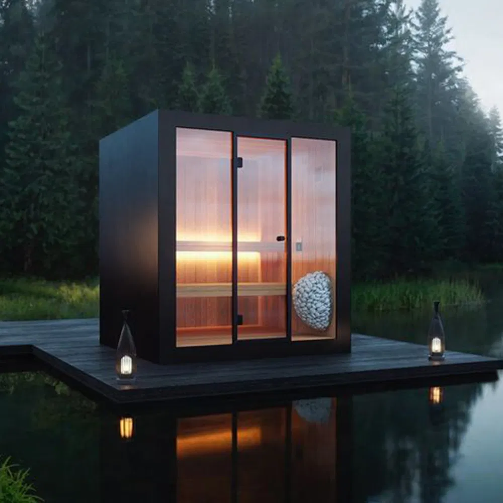 Плюшевая квадратная сауна с LED-подсветкой для улицы на 4 человека