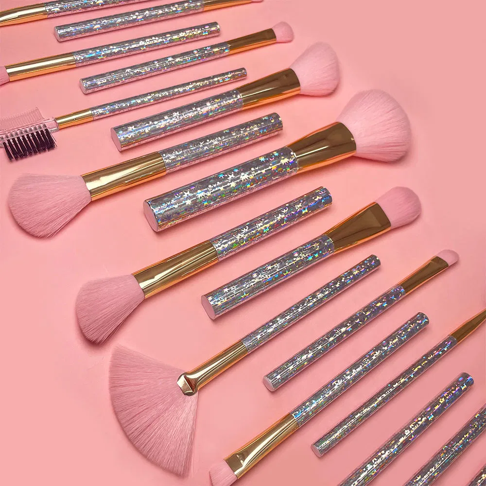 20 Piece Makeup Brush Set Glitter Handle Soft Bristles Professional Cosmetic Tools