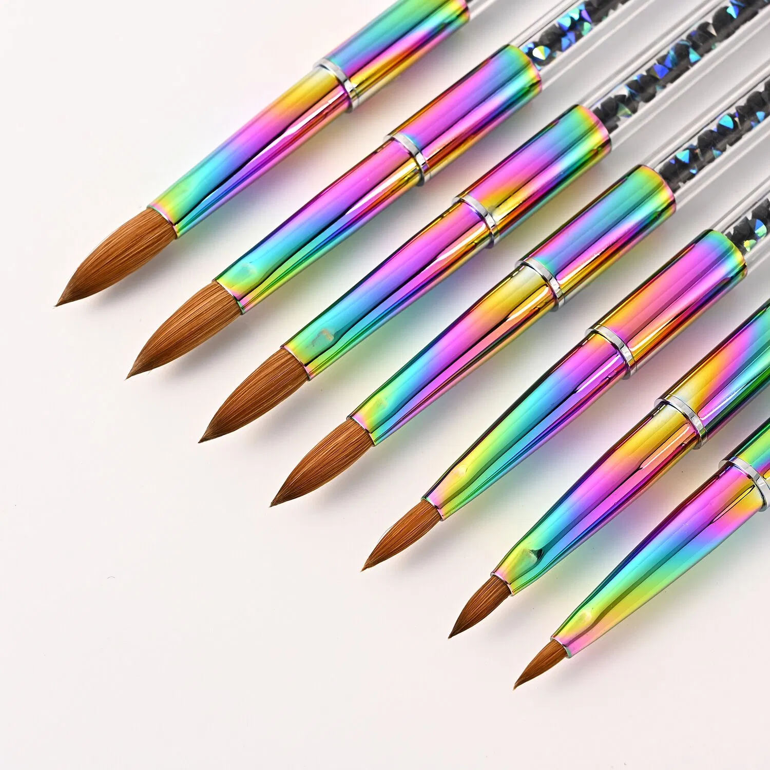 Wholesale Acrylic Nail Brush Clear Rhinestones Handle Nail Tool Kolinsky Acrylic Brush Nail Brushes