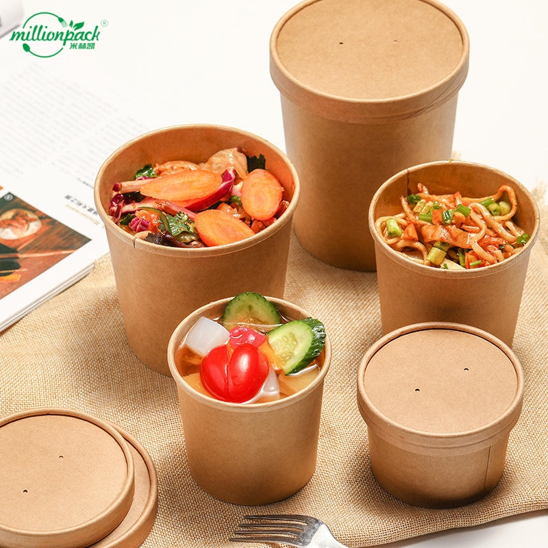 Wholesale Bulk Pack Kraft Paper Bowl for Noodle Soup and Takeaway Business