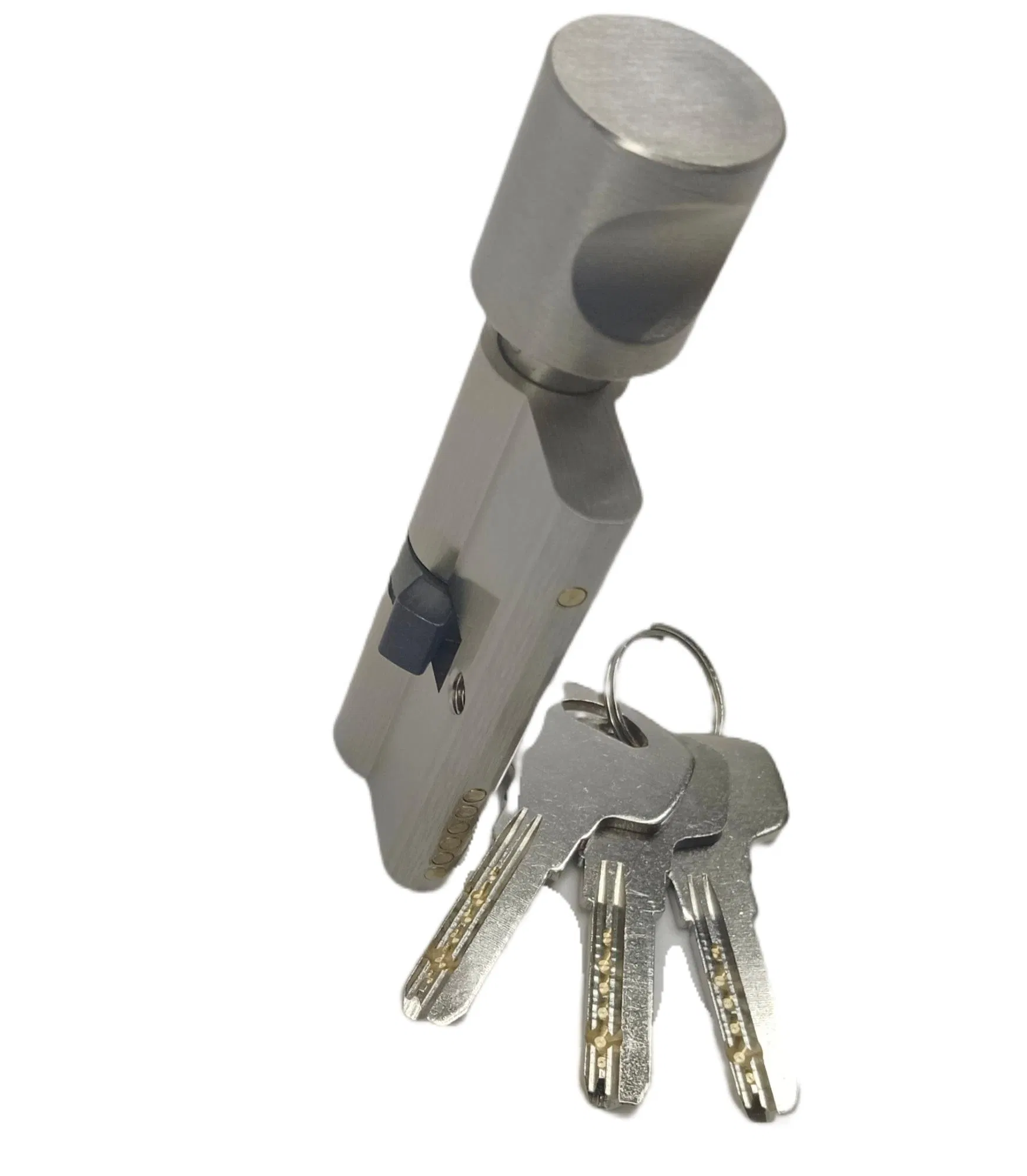 Zinc/Aluminum Shell Brass Core Knob Nickel Wire Drawing Surface Door Lock Cylinder