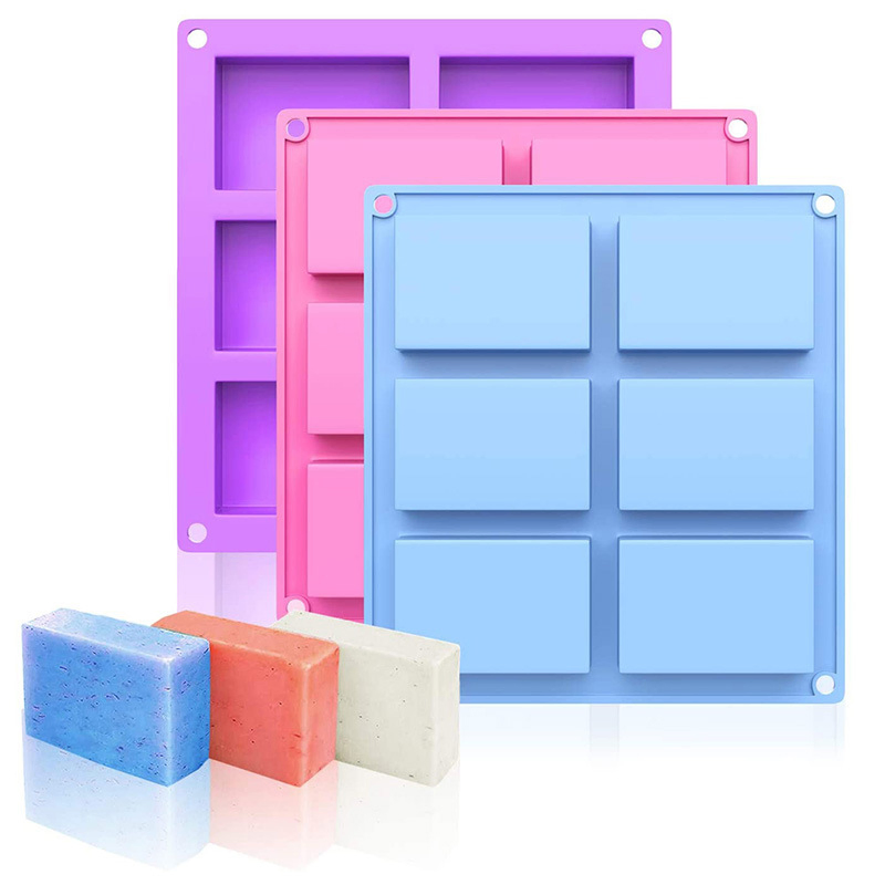 Custom Logo Factory Stock 6 Cavities Rectangle Shape Silicone Cake Mold DIY Soap Making Molds Candles Molds Silicone Large