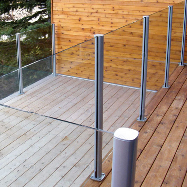 Modern Glass Handrail Railing for Straight Staircase Stair Stainless Steel Post Railing