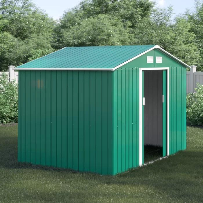 Outdoor Light Steel Structure Emerald Apex Metal Garden House Tool Shed