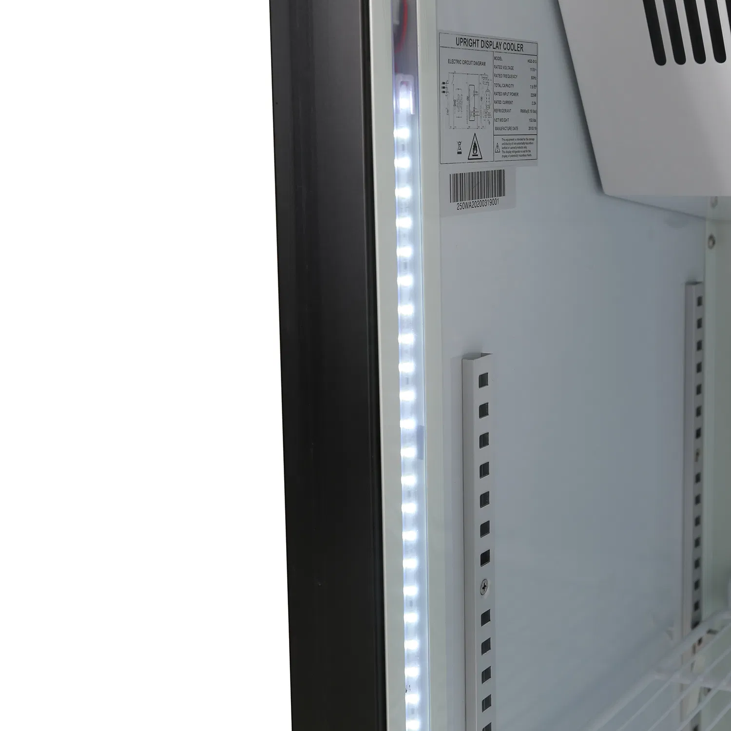 Single Door Upright Beverage Display Cooler Refrigerator with Direct Cooling