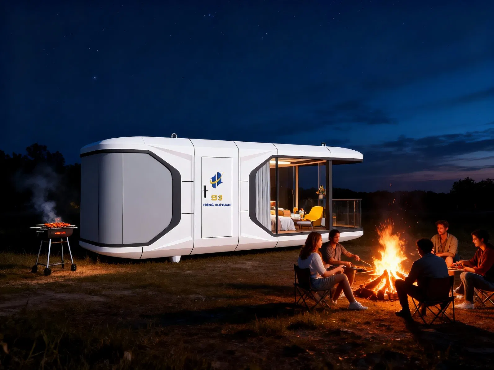 2 Bed Room Luxury Prefabricated House Fully Equipped High Capacity Tiny House Capsule House