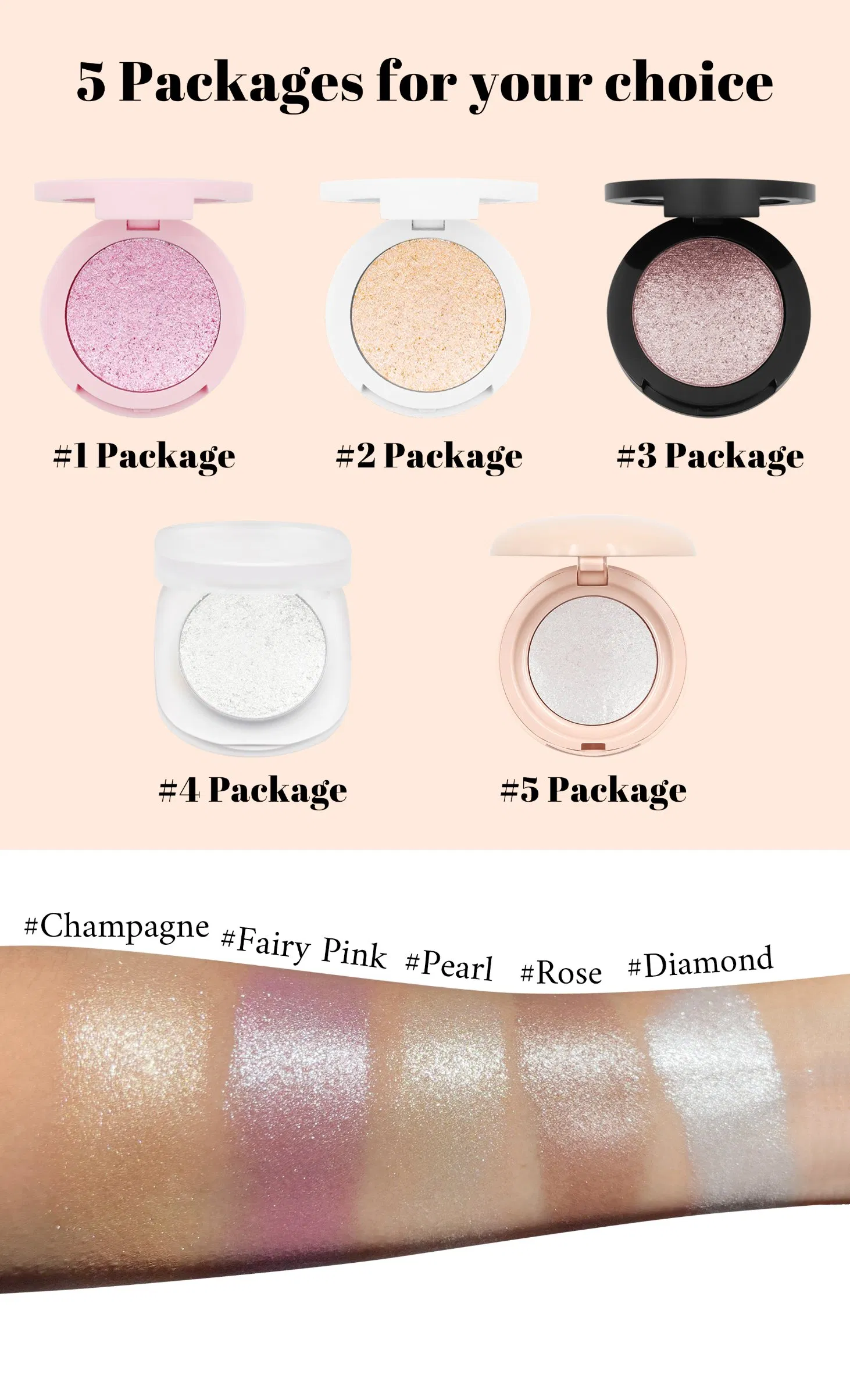 Custom Logo Highlighter Makeup Wholesale Vegan Natural Sparkling Finish Highlighter Powder