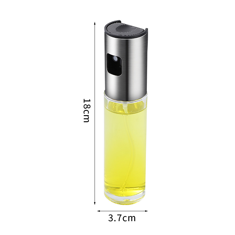 304 Stainless Steel Push-on Kitchen Leak-Proof Glass Oil Spray Bottle
