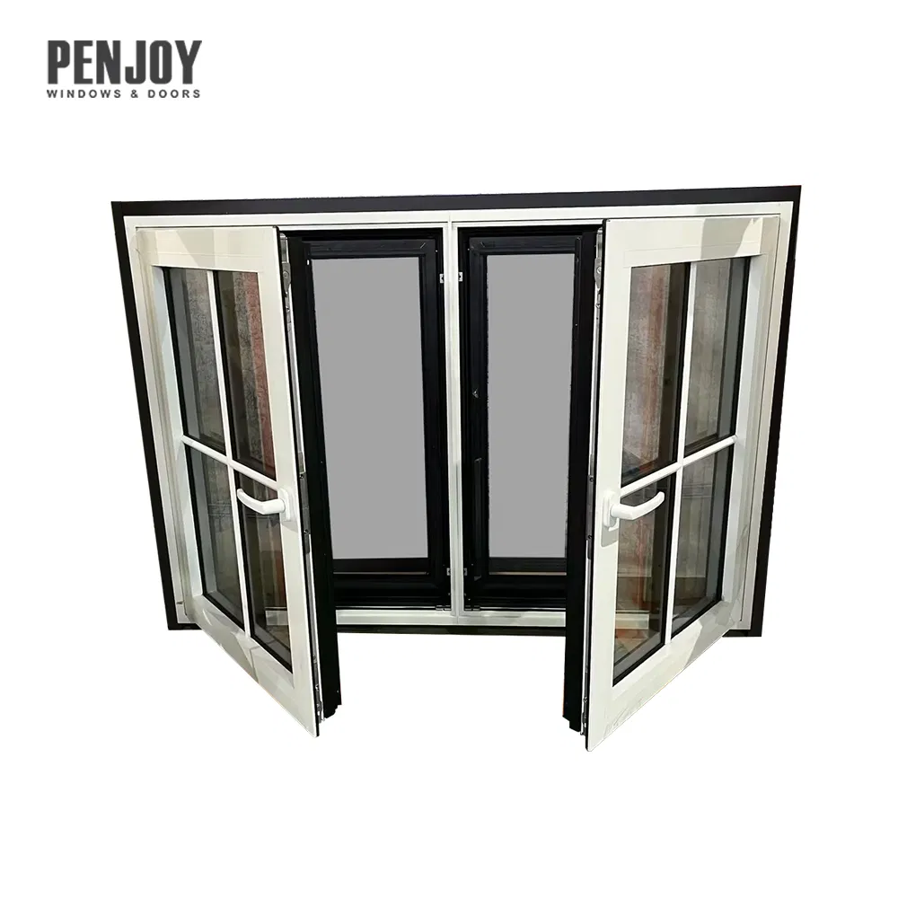 Penjoy High Quality Triple Pane in-Swing Window Double Glazed Aluminum Glass Tilt and Turn Windows Double Pane Grids Design
