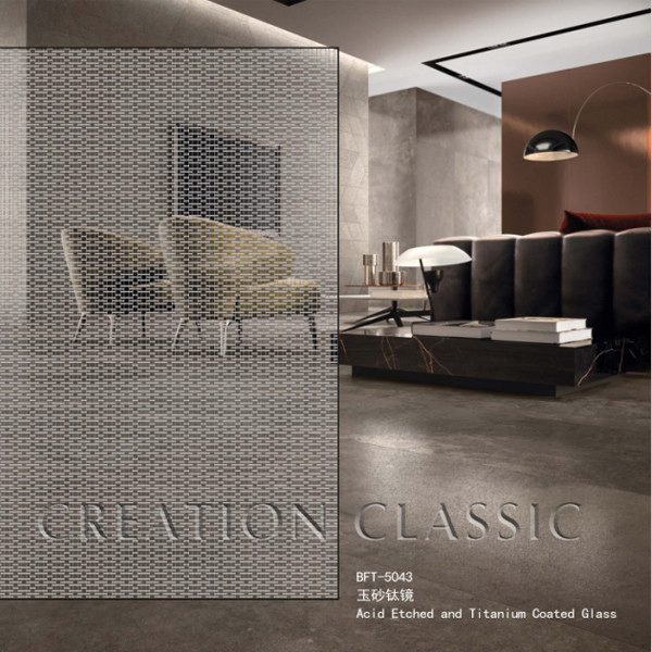 Acid Etched Titanium Coated Glass Customized Decorative Glass