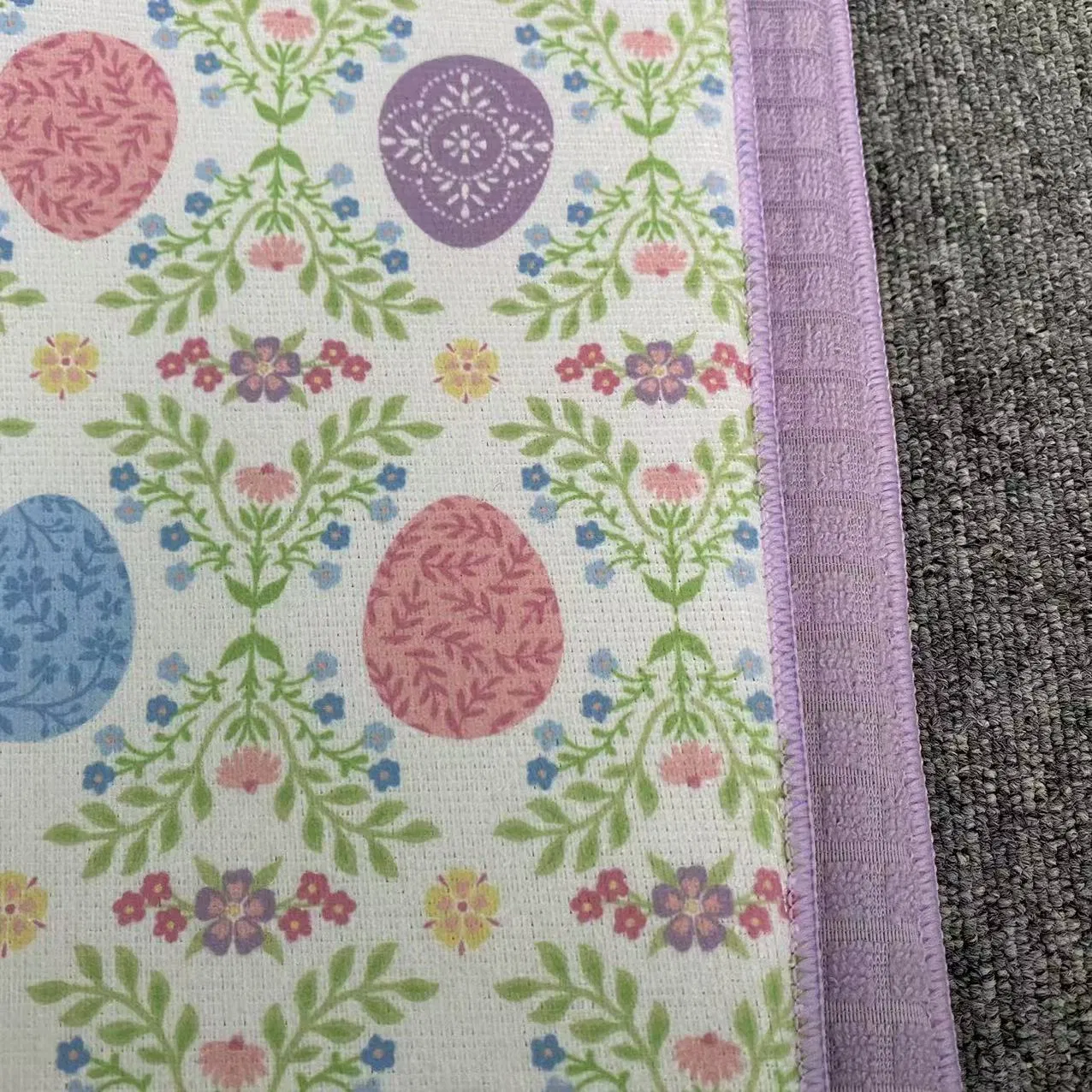 Dish Drying Mat - Highly Absorbent Microfiber Kitchen Counter Mat Ideal for Drying Dishes, Utensils, Pots and Pans Purple with Patterns