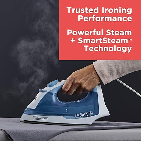 Easy Steam Compact Iron for Clothes, Automatic Shutoff, Nonstick Plate, Light Weight, 1200 Watts